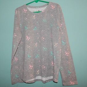 SO girls medium size 8 gray star print long sleeve shirt